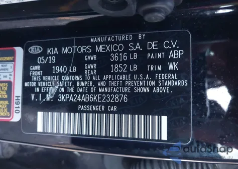 2019 Kia Rio S from USA, damaged, VIN 3KPA24AB6KE232876